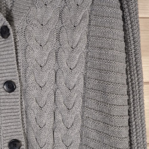 GAP Cable Knit Cardigan Mens Small Light Heather Grey Cotton & Wool Blend Winter - Picture 9 of 20