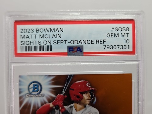 Miras cromadas Matt Mclain 2023 Bowman en septiembre naranja 21/25 RC rojos PSA 10 - Imagen 2 de 4