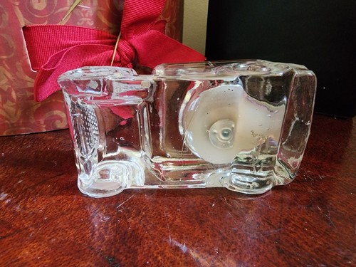 Vintage Clear Glass Automobile Tealight Candle Holder - Picture 4 of 4