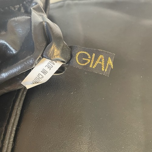 Bolso Bandolera Giannini Vintage Cuero Negro Cartera Grueso Herrajes - Imagen 9 de 13