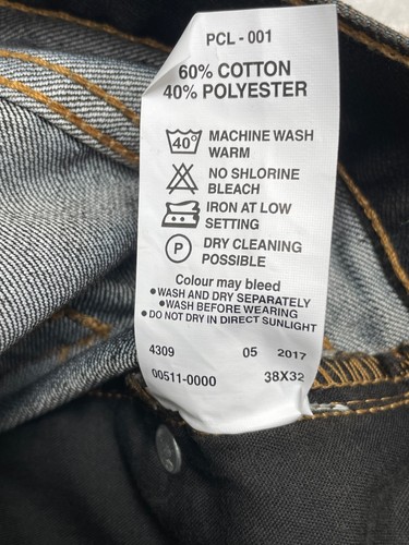 Pantalones de mezclilla ajustados LEVIS 511 38W 32L gris carbón pierna recta para hombre - Imagen 11 de 11
