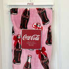 Coca~Cola Vintage Coke Bottle Red Bow PINK Throw Blanket Collectible 60 x 70