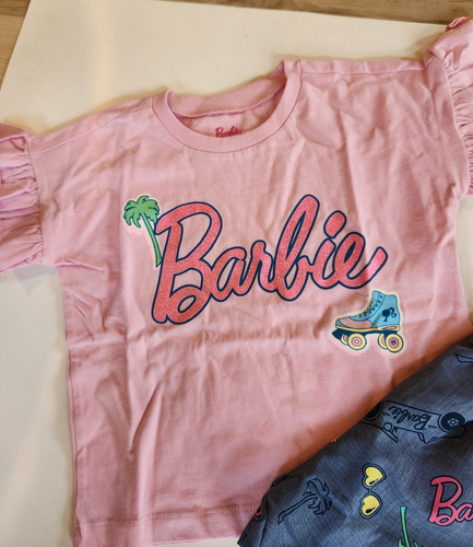 Barbie Girls Peplum T-Shirt and Shorts Outfit Size 4T - Picture 3 of 8