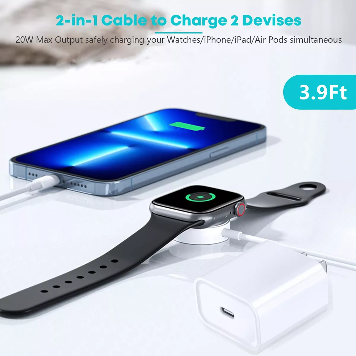 Apple Watch Wireless Fast Charger to USB-C Cable