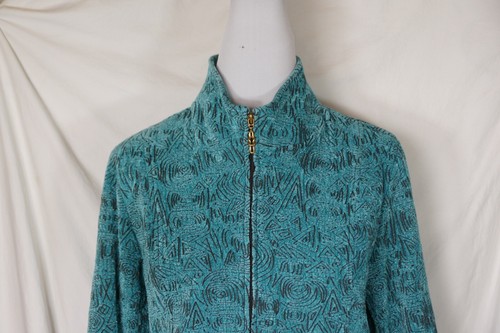 Dress Barn Blue Teal Mock Neck Jacket Women's Size XL Zip Up Geometric Shapes - Bild 4 von 15