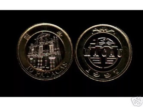 MACAO MACAU 10 PATACAS KM-83 1997 BI METAL UNC COIN CHINA CURRENCY NOTE CHINESE - Picture 3 of 5