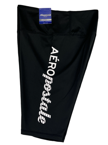 Pantalones cortos para mujer talla L negros con logotipo calce elástico aeropostale ropa activa - Imagen 6 de 9