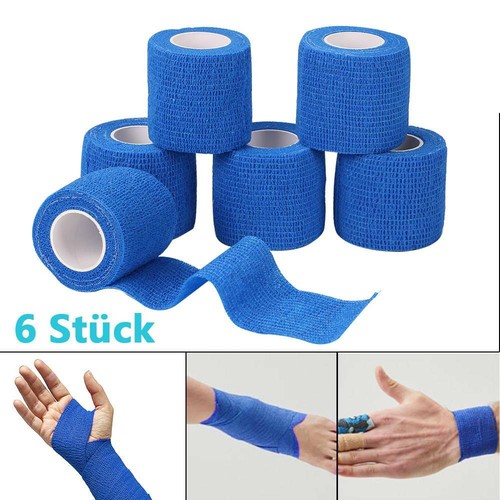 6 selbsthaftende Bandagen elastische Haftbandage Fixierbinde Kohäsiv Pflaster TK - Bild 3 von 8