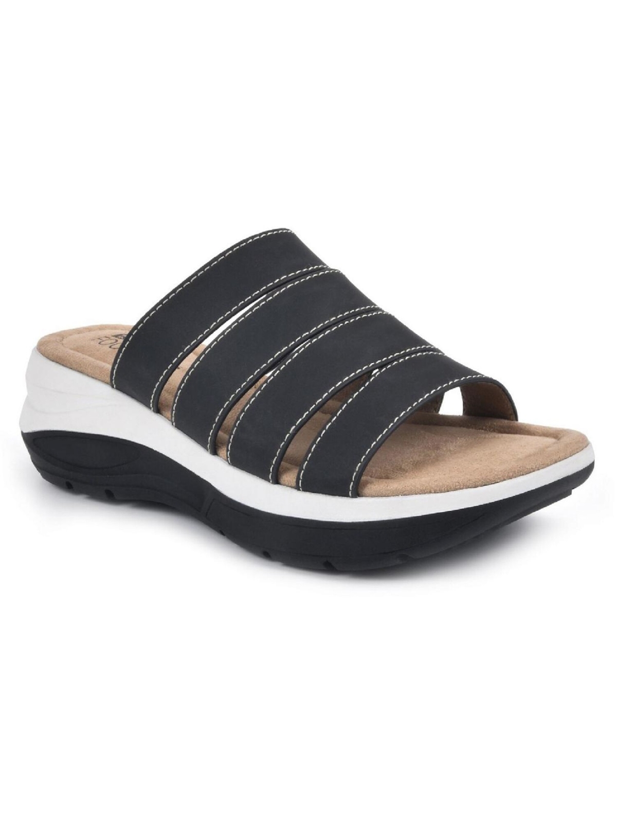 Горка на танкетке WHITE MOUNTAIN Womens Black OutFascinate Slide Sals длиной 6 м