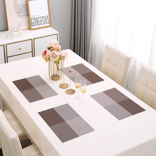 PVC Placemats Non-Slip Dining Table Mats Heat Resistant Rectangular 45X30CM, 4Pc - Bild 16 von 40