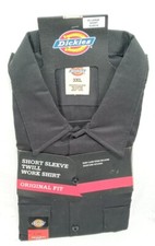 Dickies Men's Short Sleeve Work Shirt 1574 Original Fit Button Up Black New 3XL