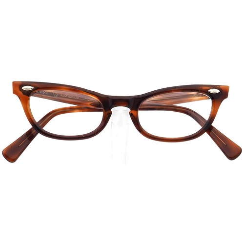 American Optical Vintage Eyeglasses 5 1/2 Brown Havana Cat Eye USA 44[]20 135 - Picture 7 of 7