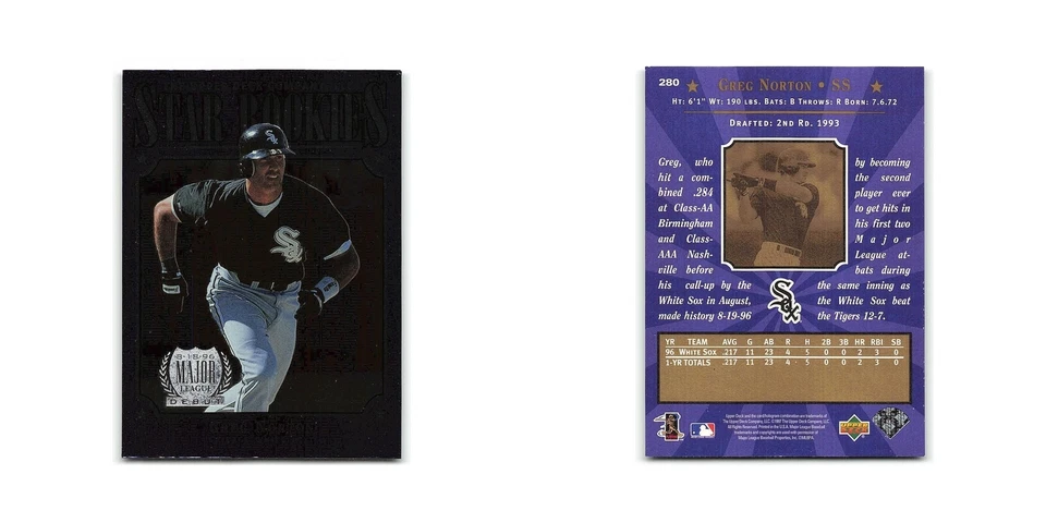 Greg Norton Rookie 1997 Upper Deck #280 Chicago White Sox Baseball Card NM - Image 3 of 3