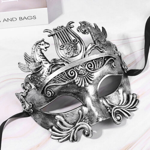 Retro Men Masquerade Mask Halloween Greek Roman Venetian Ball Horse Pattern Mask - Picture 3 of 6