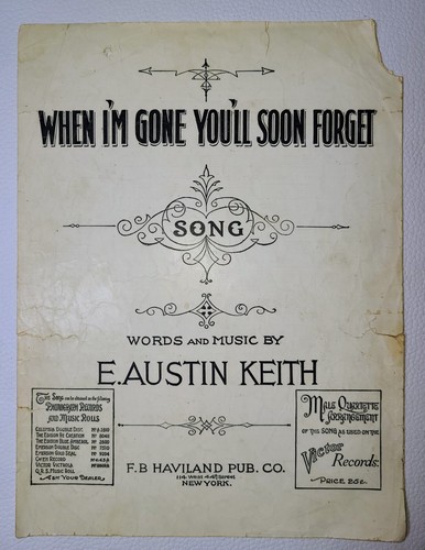 1920 "When I'm Gone (...)" Juego de dos partituras Dirección y respuesta - Imagen 4 de 17