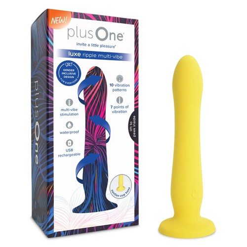 New plusOne Luxe Ripple Multi-Vibe Dildo, 10 Vibration Settings, Waterproof - Picture 1 of 6