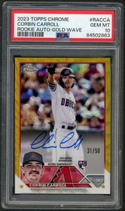 2023 Topps Chrome Corbin Carroll Gold Wave Rookie Auto /50 #RA-CCA PSA 10 Gem