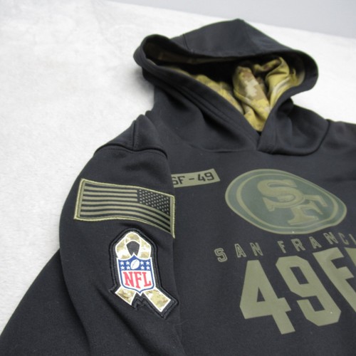 San Francisco 49ers Salute to Service Hoodie Youth Large NFL Nike Dri Fit Gold - Picture 7 of 13
