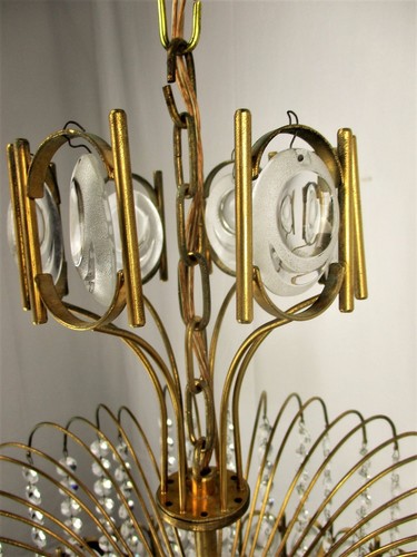 Palwa Chandelier 8 Tier  Gold Plated Swarovski Crystal Prisms 1960s Germany HTF  - Picture 10 of 12