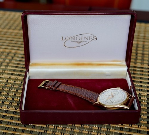 VINTAGE LONGINES 2-REG. CHRONOGRAPH 18K GOLD 30CH CALIBER 38MM FROM 1952 - Picture 11 of 15