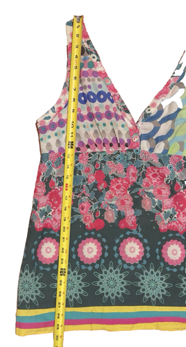 Desigual Halter Top Sleeveless Blouse, Colorful Boho Tunic Women’s Size Large - Picture 7 of 9