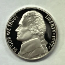1997 S Proof Jefferson Nickel - Five Cent Coin from Proof Set