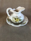 McCoy White Pitcher And Bowl With Yellow Cornflower Design