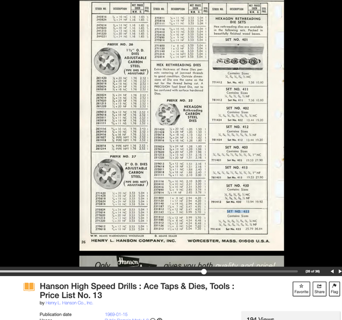 EXCELLENT  Ace 🇺🇸USA rethreading HEXAGON Die Set  1/4 TO 3/4 NC + NF 16 PIECES - Picture 14 of 20