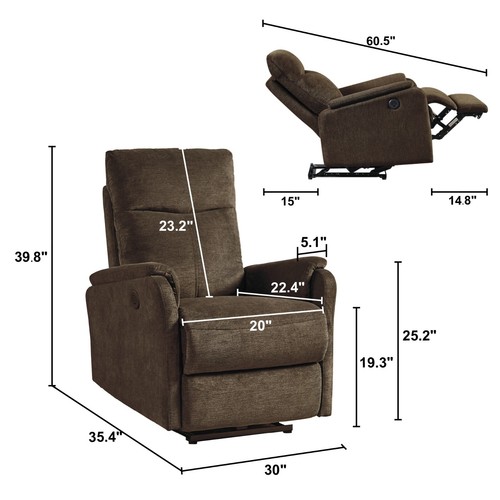Power Recliner Chair Electric Single Reclining Sofa Living Room Home Theater USB - Picture 9 of 9