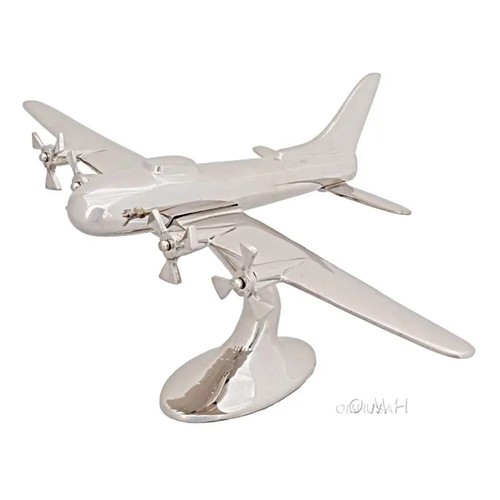 Aluminiumflugzeug | Vintage Aluminiumflugzeug mit glänzender Nickeloberfläche & Propellern - Bild 6 von 13