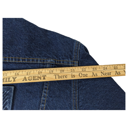 Vintage Denim Embossed Blue Jean Jacket Sz Medium Guitar Design Tyca USA RARE - Picture 12 of 14
