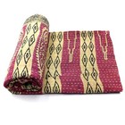 Vintage Quilt Indian Organic Cotton Bedspread Upcycled Bedding Blanket