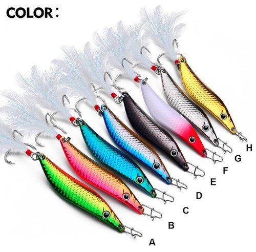 2PCS Metal Jig Fishing Lure Spoon Spinnerbaits Sinking Hard Baits Bass Saltwater - Picture 5 of 13
