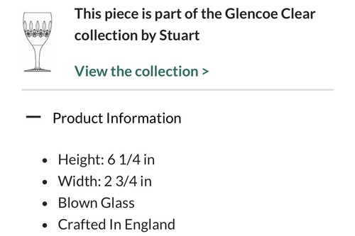 Juego de 2 copas de vino de cristal Stuart England Glencoe - 6 1/4 pulgadas - Imagen 9 de 9
