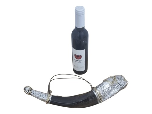 Porte-tasse à vin viking corne à boire véritable corne Kudu plaqué argent 925 géorgien - Photo 3 sur 24