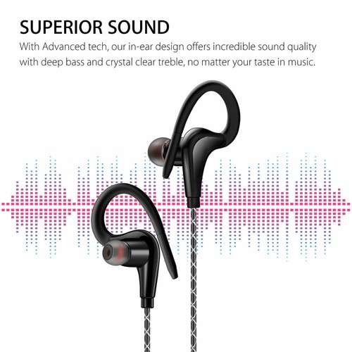 Wired In-Ear Sport Hifi Earphone Headphone Over Ear Hook Earbuds 3.5mm With MIC - Picture 4 of 14