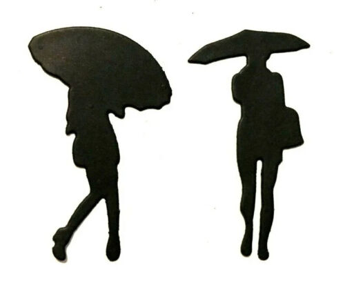 8 WOMAN, GIRLS HOLDING UMBRELLA, UMBRELLA'S SILHOUETTE DIE CUT/ CUTS, CLIPART - Picture 2 of 6