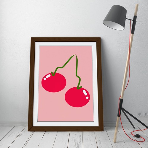 CHERRIES TRENDY MINIMALIST DECOR -FRAMED WALL ART PICTURE PRINT ARTWORK - Picture 5 of 10
