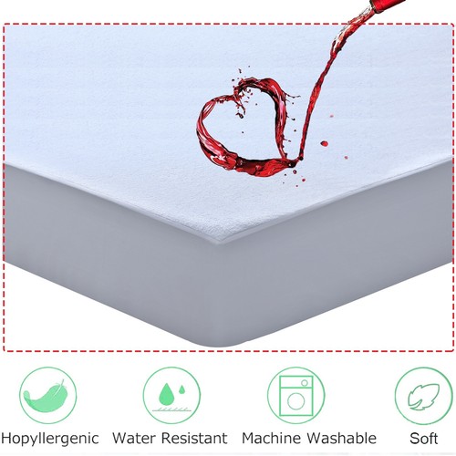 WATERPROOF TERRY TOWEL MATTRESS COVER PROTECTOR FITTED SHEET BED COVER NON NOISY - Picture 47 of 131