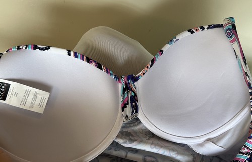 Island Escape Tankini Swimsuit Top Size 14 White Pink Blue Paisley Underwire NEW - Picture 5 of 7
