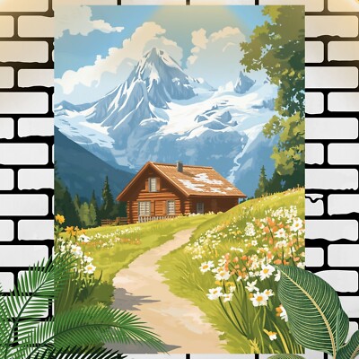 Schweiz Hütte in der Natur Poster Schöne Wanddeko Dekoration