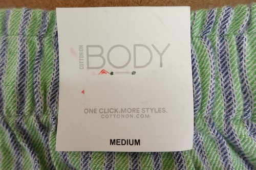 Cotton On Body Womens Medium Green Striped Flannel Boyfriend Boxer Shorts NWT - Picture 2 of 10