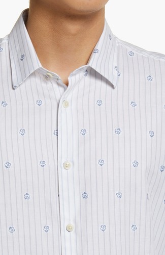 CAMISA TED BAKER LONDRES NUEVA CON ETIQUETAS $175 MARISMAS RAYAS FLOR ALGODÓN BLANCO. Talla 5 (XL) - Imagen 5 de 14