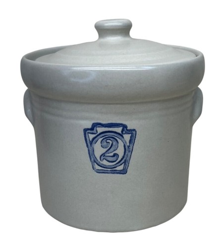 Pfaltzgraff Yorktowne Keystone 2 Stoneware Canister Crock Jar with Lid