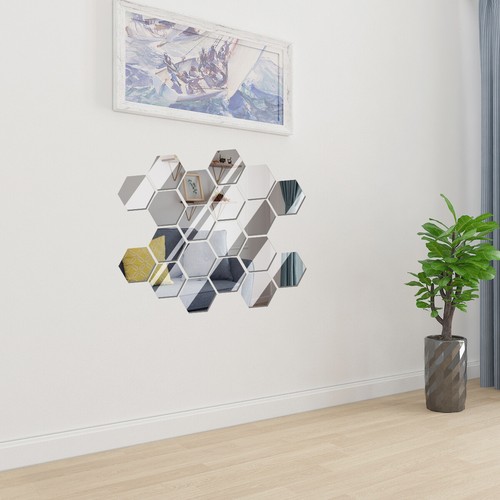 12X Glass Mirror Tiles Wall Sticker Self Adhesive Square Stick On Art Home Decor - Picture 5 of 12