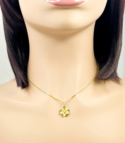 22K Solid Yellow Gold Flower Pendant Genuine Hallmarked 916 Handcrafted - Picture 6 of 16