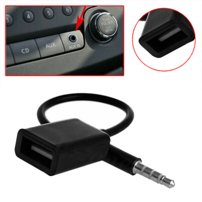 3.5mm Male AUX Audio Plug Jack To USB 2.0 Female Car Converter Universal Adapter