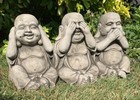 STONE GARDEN SEE HEAR SPEAK NO EVIL BUDDHA ALL IN ONE ORNAMENT GIFT