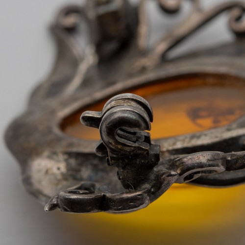 Vintage Sterling Silver Amber Nouveau Style Brooch - Picture 18 of 20