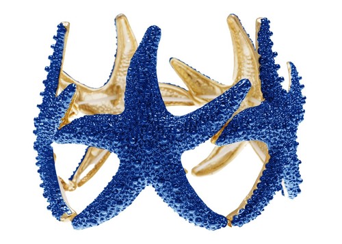 Gold Textured Starfish Stretch Bangle Cuff Statement Bracelet - Picture 46 of 79